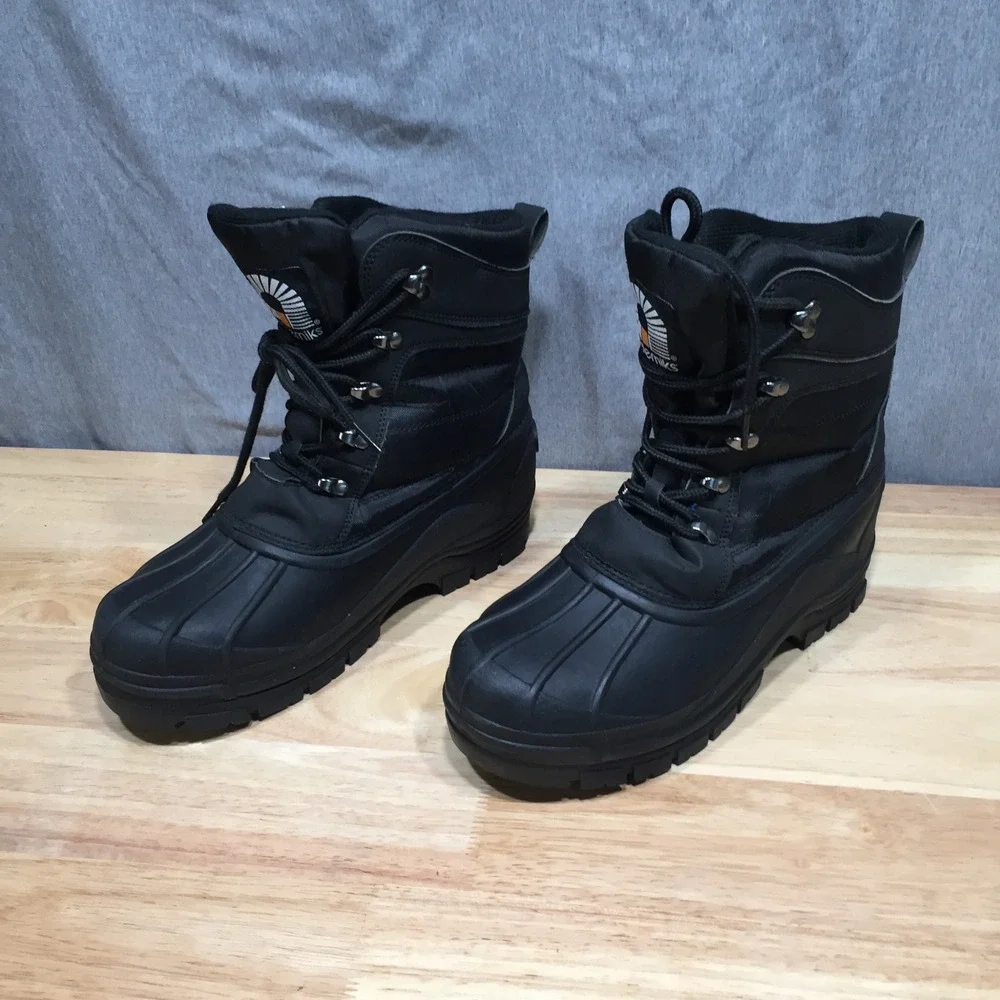 Akademiks Mens Snow Boots Winter Duck Boot Lace Up 8 Black Excellent